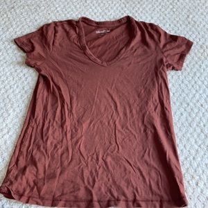 Burgundy V-neck T-shirt